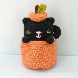 amigurumi crochet cat in a pumpkin pattern digital download