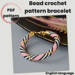 pink bracelet pattern, bead crochet pattern, pdf pattern bracelet, jewelry pattern, seed bead pattern, crochet with bead