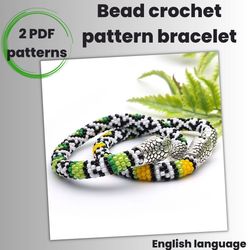 2 pdf patterns, pattern bracelets, pattern snake bracelets, bead crochet pattern, seed bead pattern, crochet with beads