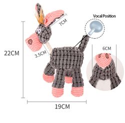 fun pet toy donkey shape corduroy chew toy for dogs puppy squeaker squeaky plush bone molar dog toy pet training dog