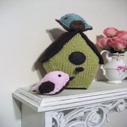 sale - amigurumi knit birds and birdhouse pattern digital download