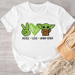peace love and baby yoda shirt, baby yoda heart mom, baby yoda t-shirt