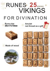 viking runes and symbols made of wood.