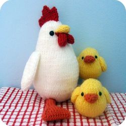 amigurumi knit chicken and chicks pattern set digital download