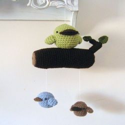 sale - amigurumi crochet bird mobile pattern digital download