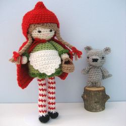 amigurumi crochet little red riding hood and wolf pattern digital download