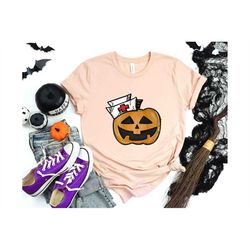 Halloween Nurse Pumpkin T-Shirt, Halloween Nursing Shirt, Nurse Fall Shirt, Halloween Nurse Shirt, Pumpkin T Shirts, Nur