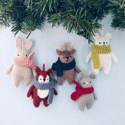 amigurumi knit christmas winter animals ornament pattern set digital download