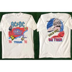 ac/dc the razors edge tour 90-91 t-shirt, acdc on tour 1990 sold out t-shirt, acdc rock band shirt, the razors edge tour