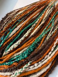 set of dreads and braids, texture dreads, handmade dreadlocks