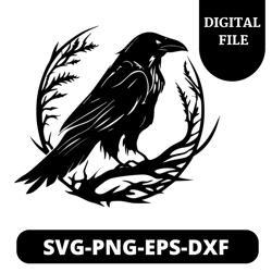 crow svg, crow clipart, crow svg files for cricut, bird svg cut file, outdoors svg