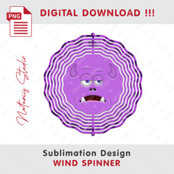 funny monster face sublimation design - wind spinner sublimation - sublimation template