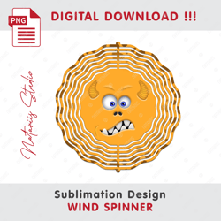 funny monster face sublimation design - wind spinner sublimation - sublimation template