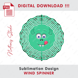 funny monster face sublimation design - wind spinner sublimation - sublimation template