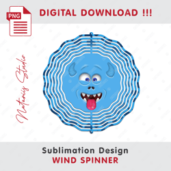 funny monster face sublimation design - wind spinner sublimation - sublimation template