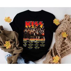50 years kiss rock band shirt, kiss band signatures shirt, world tour 2023 kiss band shirt, rock tour shirt, kiss rock b