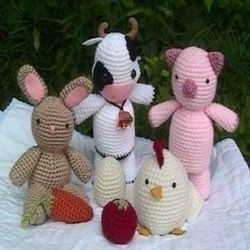 amigurumi crochet farm animal pattern set digital download