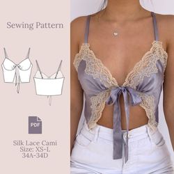 silk lace cami sewing pattern pdf 34a-34d