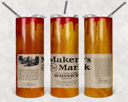 makers mark bottle tumbler png, makers mark bottle 20oz skinny sublimation designs png, drinks tumbler png