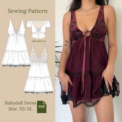 babydoll dress sewing pattern pdf xs-xl