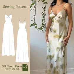 silk prom dress sewing pattern pdf xs-xl