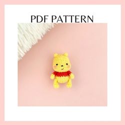 tiny yellow p.o.o.oh bear crochet pattern. amigurumi crochet pattern. pdf file.