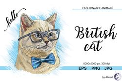 funny british cat illustration