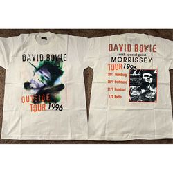 david bowie and morrissey outside tour 1996 t-shirt, david bowie 1996 t-shirt, david bowie t-shirt, rock concert shirt,