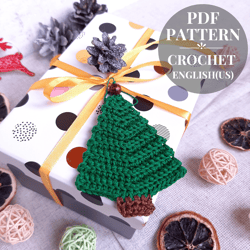 christmas tree crochet pattern, christmas tree garland home decoration, gift decorating diy, crochet pattern tree pdf.