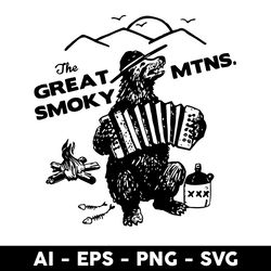 great smoky mountains svg, national park svg, smokey the bear svg, bear svg, png dxf eps file - digital file