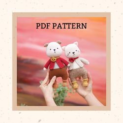 dog and cat. crochet pattern. pdf pattern. amigurumi pattern. stuffed animal. stuffed amigurumi. teddy. kitty. toys.