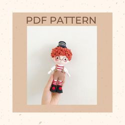 little halloween clown crochet pattern. amigurumi crochet pattern. doll pattern. pdf file.