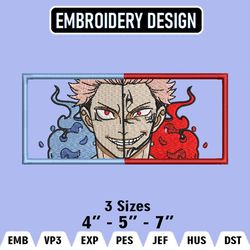 itadori and sukuna embroidery designs, itadori logo embroidery files, jujutsu kaisen machine embroidery patterm