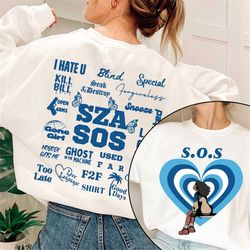 S.Z.A S.O.S Album Track List 2 Sides Shirt, S.Z.A Merch, S.Z.A Shirt, S.O.S Tour 2023, S.Z.A S.O.S 2023 Shirt, S.O.S Alb