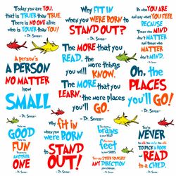 quotes svg bundle digital dr seuss sayings vector cat in the hat file png one two red fish gifts pdf eps design clipart