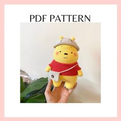 yellow p.o.o.h bear crochet pattern. amigurumi crochet pattern. pdf file.