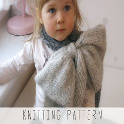 KNITTING PATTERN easy scarf x Beginner scarf knit pattern x Kids scarf pattern x Girls knit scarf pattern x Chunky scarf