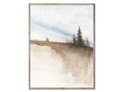 pine trees abstract watercolor painting evergreen trees art print christmas trees poster minimalist landscape wall art