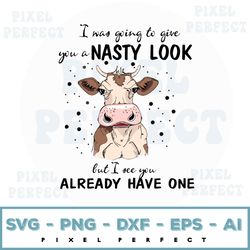 cow nasty look for cow lover svg