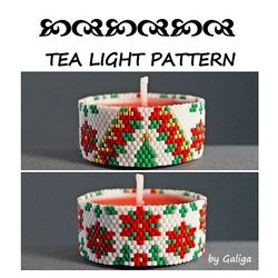 christmas flower tea light holder peyote pattern christmas tree poinsettia xmas beading tealight cover holiday candle