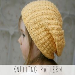 knitting pattern basic slouch x easy slouch hat knit pattern x beanie hat knit x kids beanie knit hat x pdf pattern