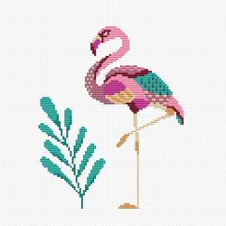 flamingo cross stitch pattern pink flamingo counted cross stitch primitive bird embroidery cute summer bird cross stitch
