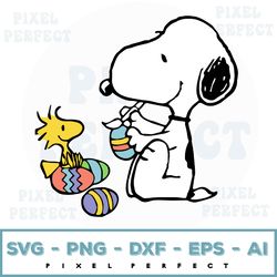 peanuts snoopy with easter egg svg, rrending svg, snoopy svg, easter