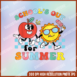 school's out for summer png, groovy sublimation design, teacher summer png, last day of school, summer kids design