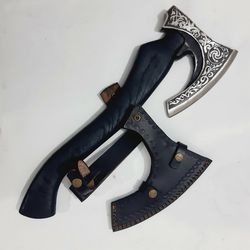 ec hand made carbon steel viking axes beautiful engraved axe