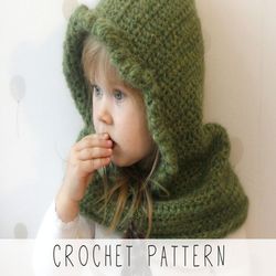 crochet pattern elf hooded cowl x woodland hooded cowl crochet pattern x winter snood x kids winter hat x hooded cowl