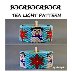 cute snowman & poinsettia christmas flower tealight candle cover beaded pattern tea light holder xmas do it yourself