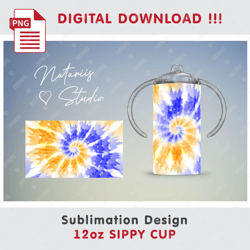 tie-dye sublimation design - seamless sublimation template - 12 oz sippy cup - full cup wrap