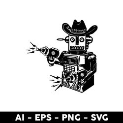 cowboy robot laser gun cool geek svg, cowboy svg, robot svg, cow svg, mother's day svg, aniaml svg - digital file