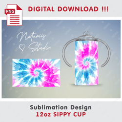 tie-dye sublimation design - seamless sublimation template - 12 oz sippy cup - full cup wrap